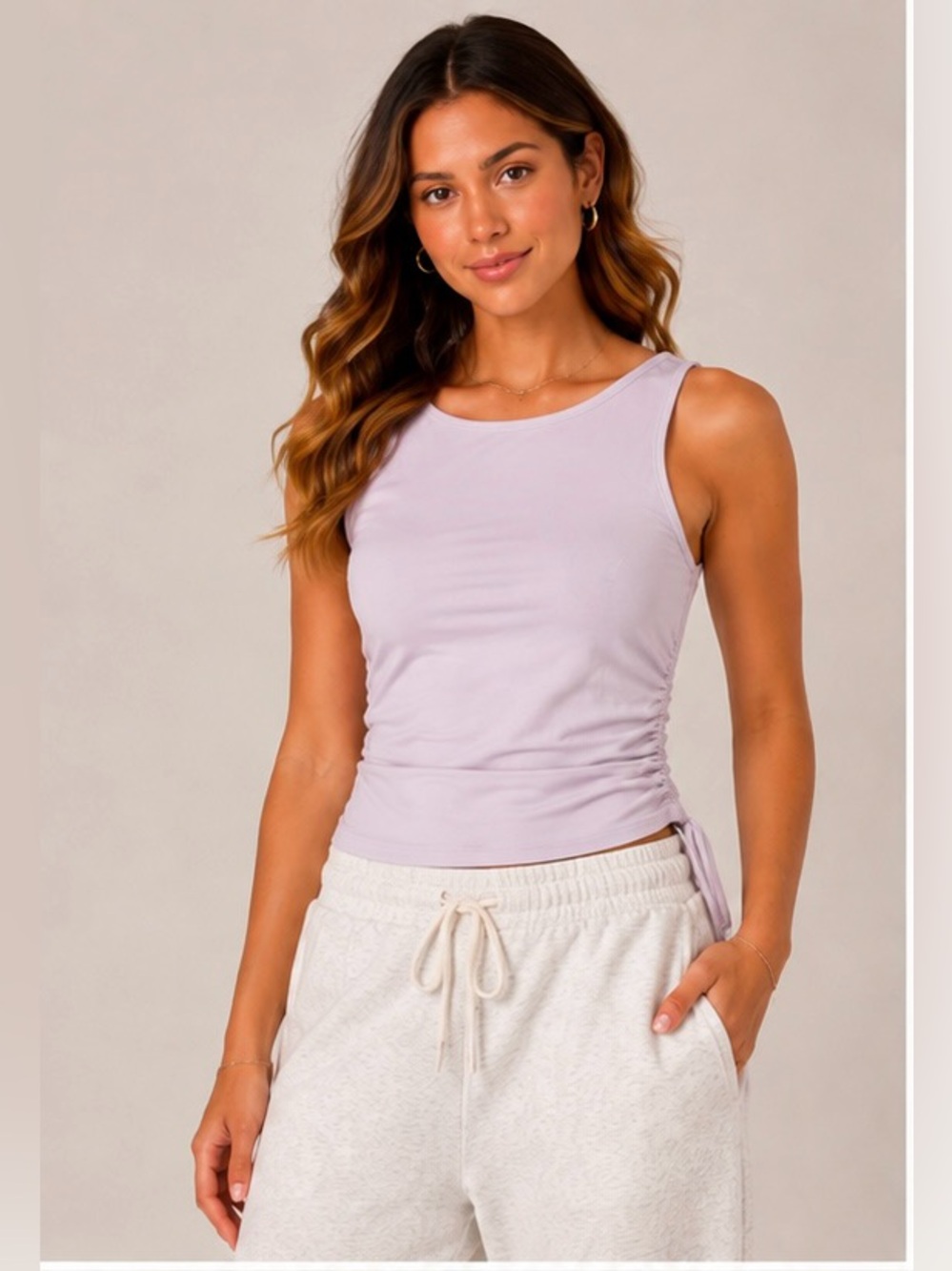 Wild Fable XS Lilac Ruched Side Tie Tank Top Adjustable Y2K Casual
